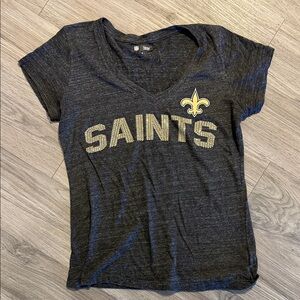Saints Women's V-Neck Tee - Charcoal